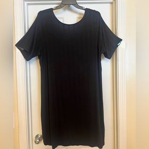 Old Navy 3X Ribbed Knit Casual Black Crew Neck Dress with Scoop Back